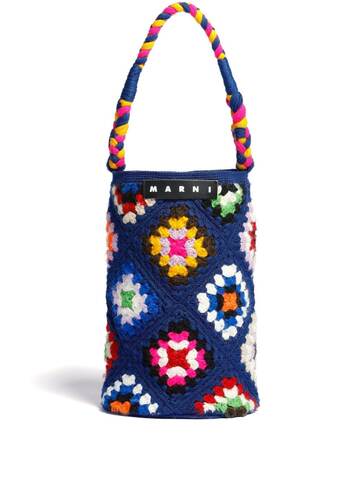 marni market cylinder crochet tote - blue
