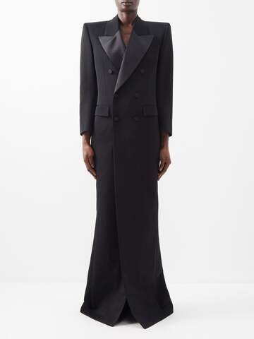 saint laurent - grain de poudre wool tuxedo dress - womens - black