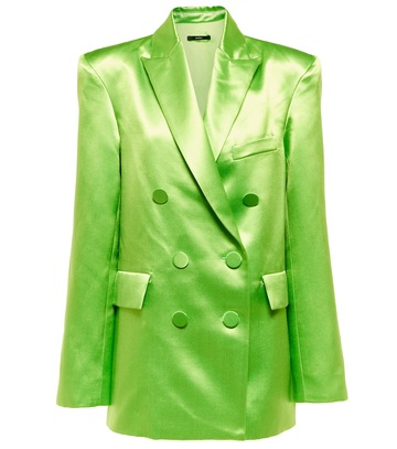 Alex Perry Carlton cotton and silk satin blazer in green