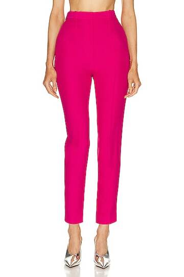 alexander mcqueen high waisted cigarette pant in fuchsia in pink