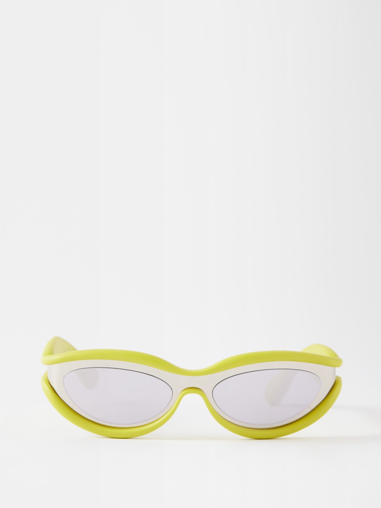 Bottega Veneta Eyewear - Unapologetic Cat-eye Rubber And Metal Sunglasses - Womens - Yellow Silver