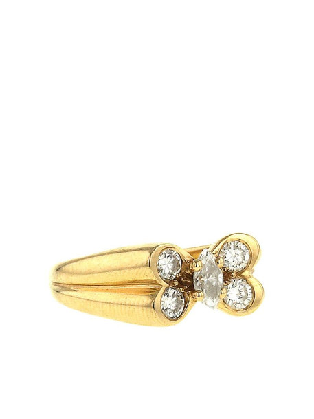 Van Cleef & Arpels 1980s pre-owned yellow gold butterfly diamond ring
