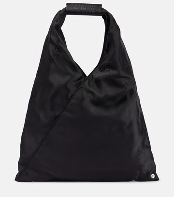 mm6 maison margiela japanese small leather-trimmed tote in black