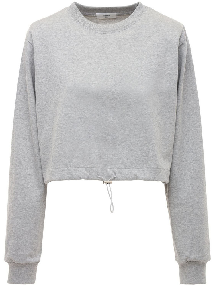 THE FRANKIE SHOP Cotton Jersey Sweatshirt W/shoulder Pads in grey