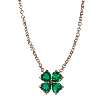 Pharis Green Flowers Necklace in gold / pink