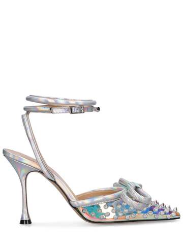 mach & mach 100mm double bow pvc & leather sandals
