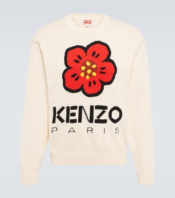 kenzo boke flower cotton-blend sweater in white