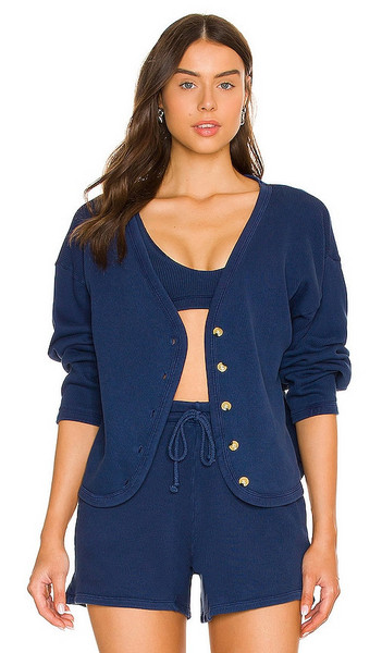 DONNI. DONNI. Ribbed Cardigan in Navy