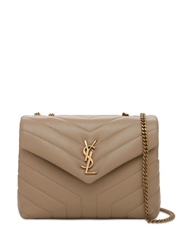 saint laurent sm loulou monogram quilted leather bag in beige