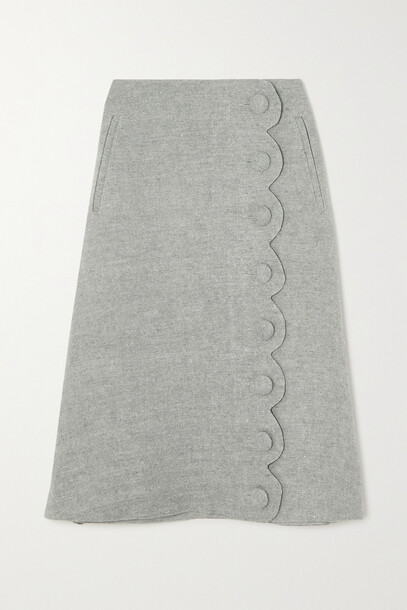 Lisa Marie Fernandez - + Net Sustain Scalloped Linen-blend Midi Skirt - Blue