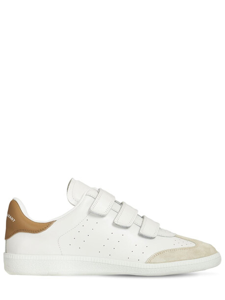 ISABEL MARANT 20mm Beth Leather Strap Sneakers in white / beige