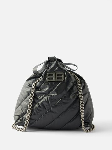 balenciaga - crush s crinkled-leather quilted tote bag - womens - black