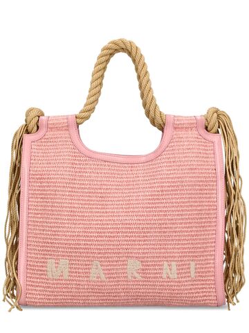 marni marcel woven cotton blend tote bag in pink