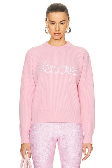 versace 90's embroidered knit sweater in pink