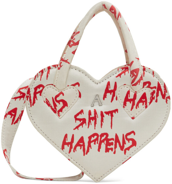 Ashley Williams SSENSE Exclusive Off-White & Red Mini Heart Bag