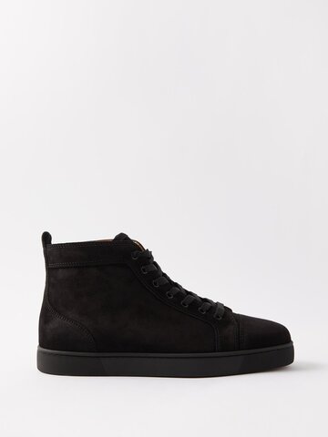 christian louboutin - louis suede high-top trainers - mens - black