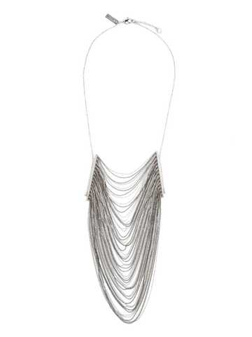 peserico plastron fringe necklace - silver