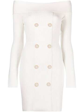 elisabetta franchi off-shoulder knitted blazer dress - white