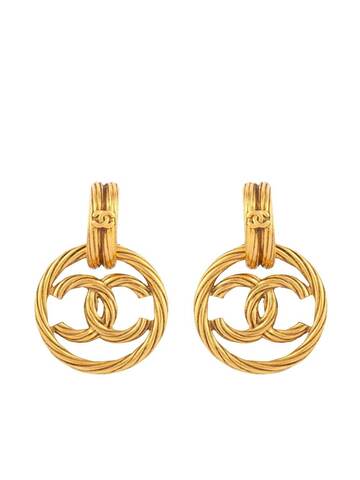 chanel pre-owned 1993 cc clip-on earrings - gold