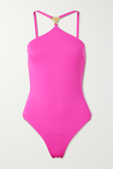 versace - embellished swimsuit - pink