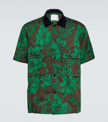 sacai floral bowling shirt in green