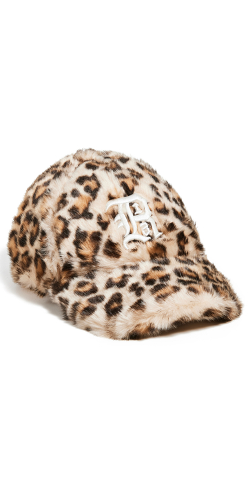 R13 R13 Faux Fur Baseball Hat in brown / leopard