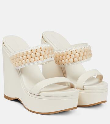 jimmy choo amoure wedge 130 leather sandals in neutrals