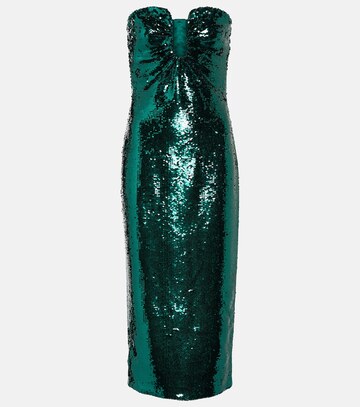 roland mouret sequined off-shoulder midi dress in green