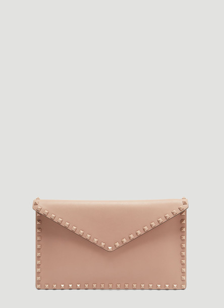 Valentino Rockstud Envelope Pouch in Pink size One Size