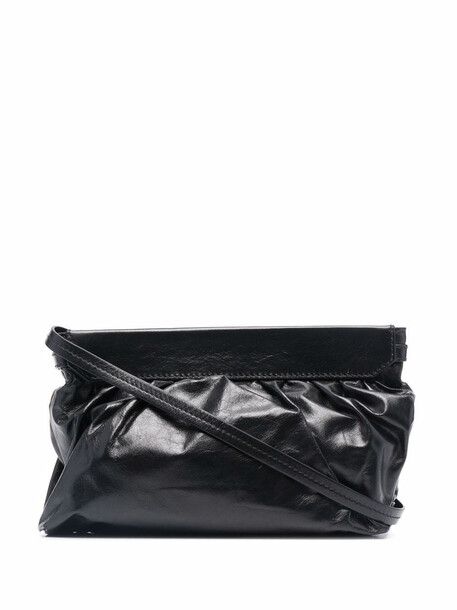 Isabel Marant logo-print ruched leather crossbody bag - Black