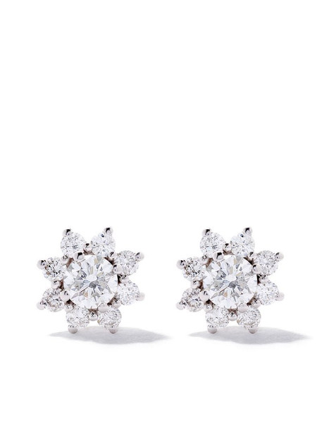 AS29 18k white gold diamond Star Cluster stud earrings in silver
