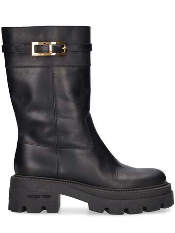 sergio rossi 25mm nora tall leather boots in black