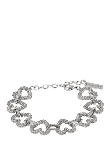 mach & mach multiple crystal heart bracelet in silver