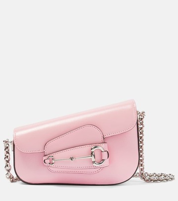 gucci gucci horsebit 1955 leather shoulder bag in pink