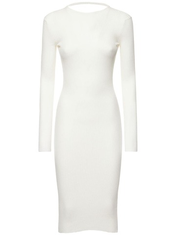 EVANGELIE SMYRNIOTAKI X AMOTEA Eva Fitted Viscose Blend Midi Dress in white