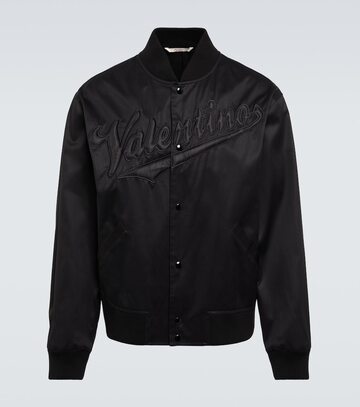 valentino varsity cotton jacket in black