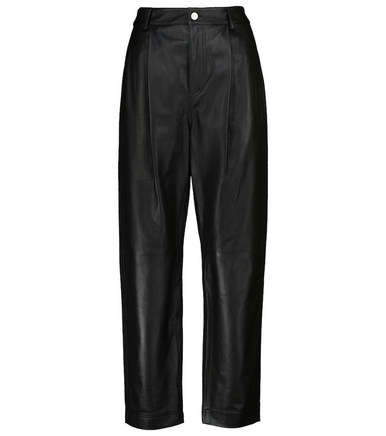 RedValentino High-rise leather pants in black