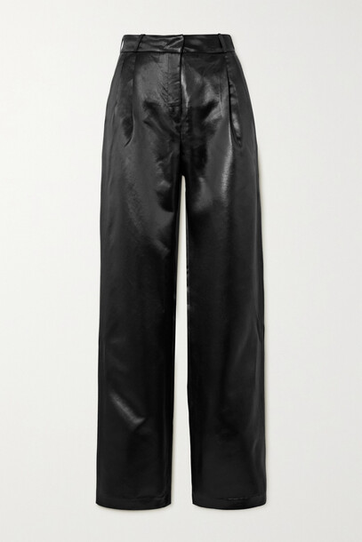 Coperni - Pleated Glossed-satin Pants - Black
