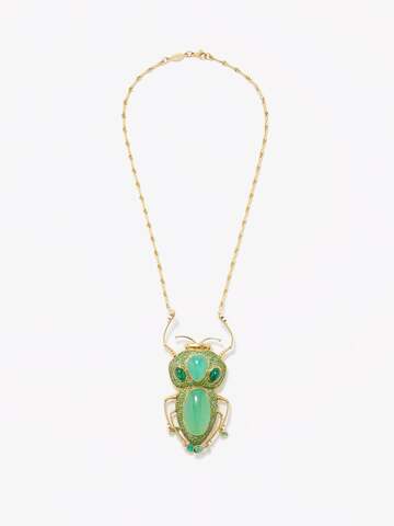 daniela villegas - mantis emerald, tsavorite & 18kt gold necklace - womens - green multi