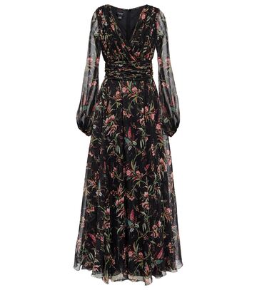 giambattista valli floral silk georgette maxi dress in black