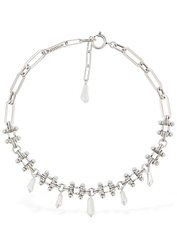 isabel marant charming collar necklace in silver / white
