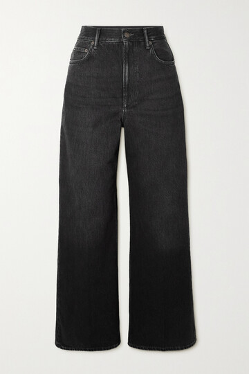 acne studios - distressed organic high-rise wide-leg jeans - black