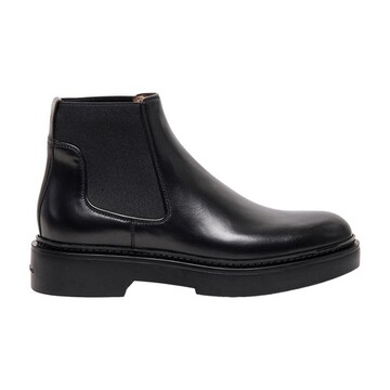 santoni leather chelsea boot in black