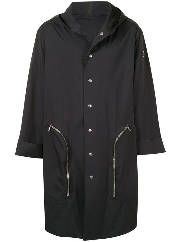 Moncler + Rick Owens Nesbitt hooded single-breasted coat in black