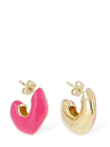 MISSOMA Squiggle Chubby Two Tone Enamel Earrings in gold / pink