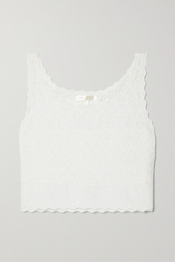 loveshackfancy - luvita cropped broderie anglaise cotton tank - white