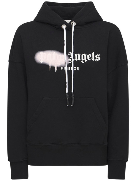 PALM ANGELS Lvr Exclusive Spray Logo Cotton Hoodie in black / pink