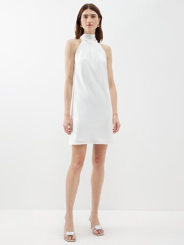 galvan - sienna high-neck satin mini dress - womens - white