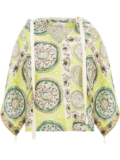 JW Anderson paisley print hooded blouse in green