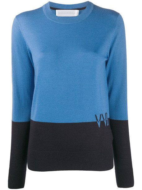 Victoria Victoria Beckham colour-block wool jumper in blue
